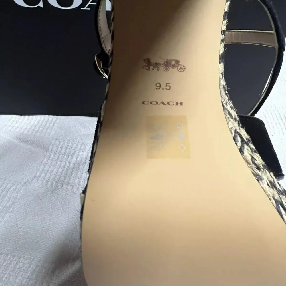 Coach Talina Black Platform Espadrille Sandals‎ Shoes Pumps Heels 9.5 B NEW